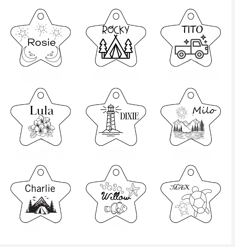 Personalized Pet ID Tag - Engraved Double Sided Star