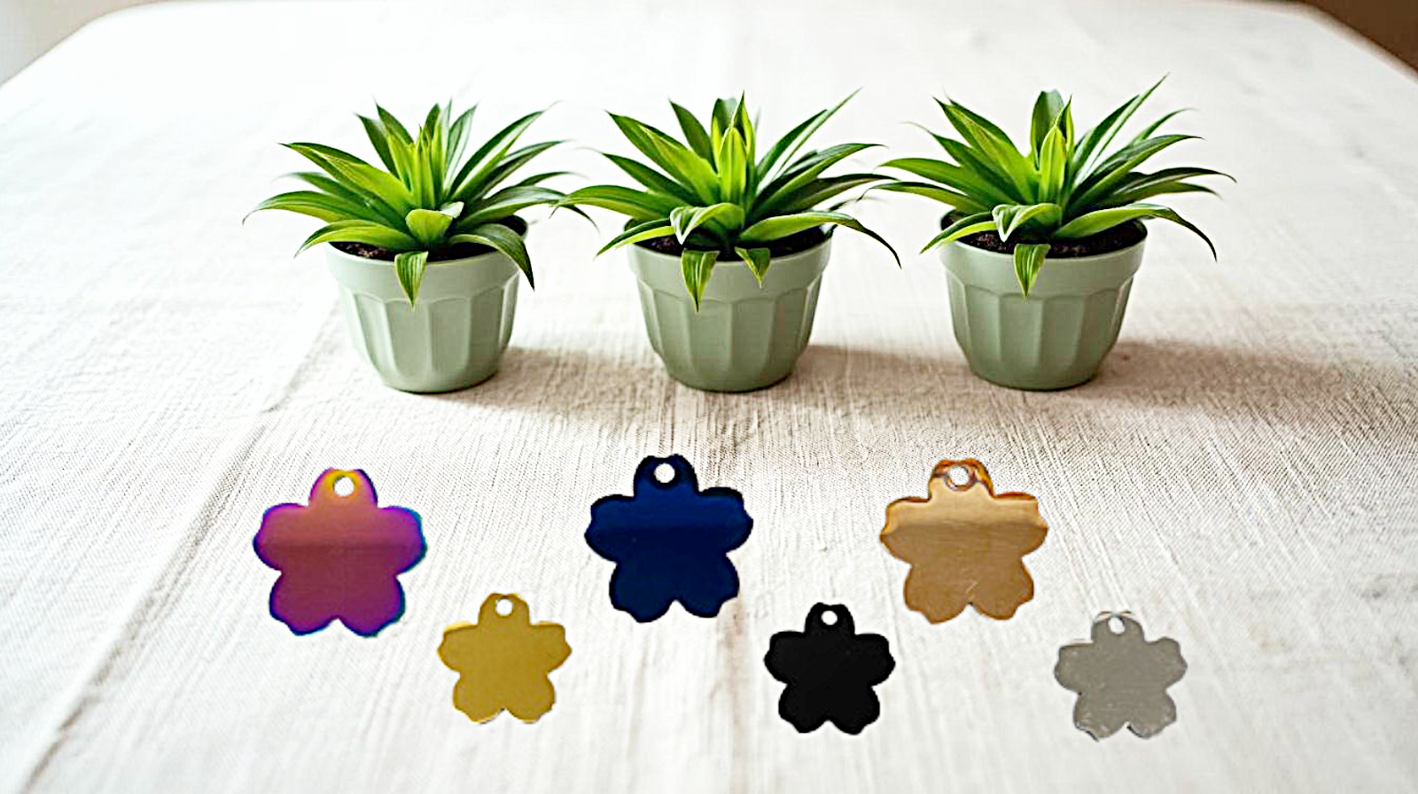 Personalized Pet ID Tag - Engraved Double Sided Flower