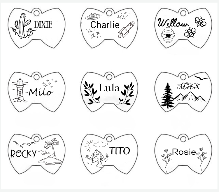 Personalized Pet ID Tag - Engraved Double Sided Bow